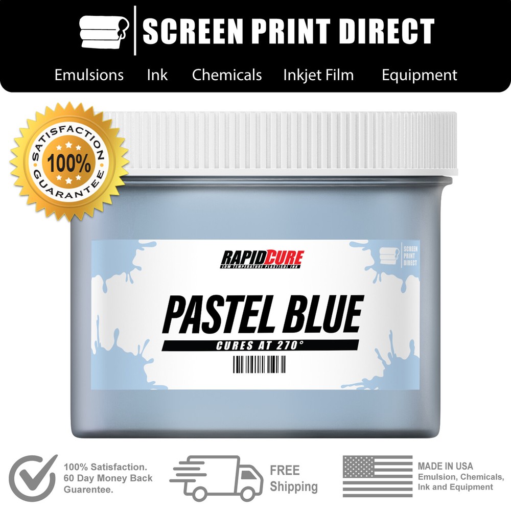 Pastel Blue - Screen Printing Plastisol Ink - Low Temp Cure 270F - 1 Quart