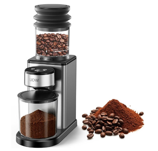 Conical Burr Coffee Grinder – 25 Grind Settings, Timer, Stainless Steel