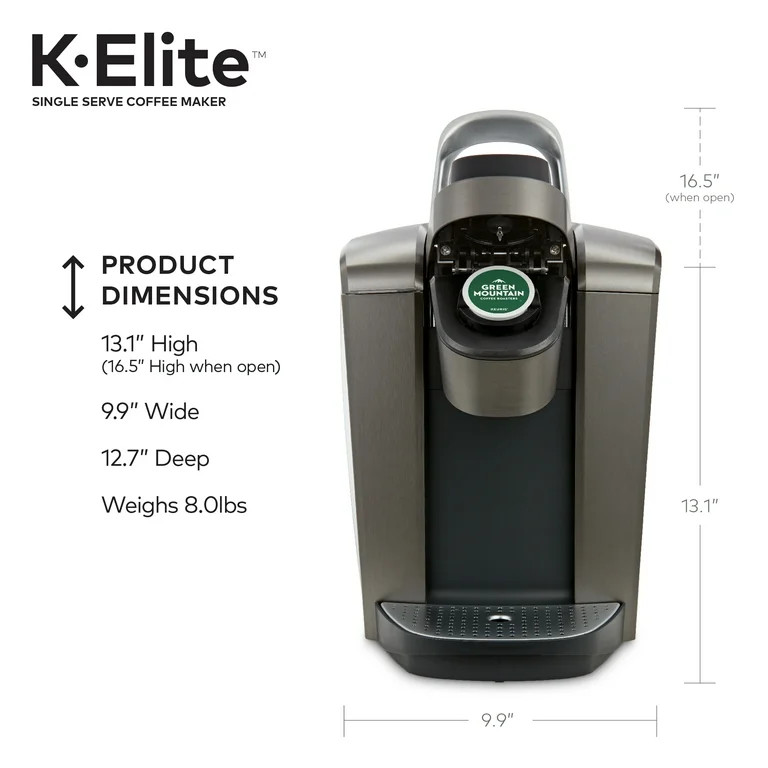 Keurig K Elite Single Serve Coffee Maker Temperature Control - Brushed Slate