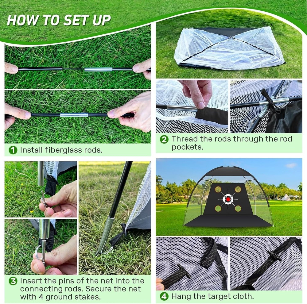 Golf Net, 10x7FT with Golf Practice Mat, Hitting Aid Nets for Backyard Drivin...