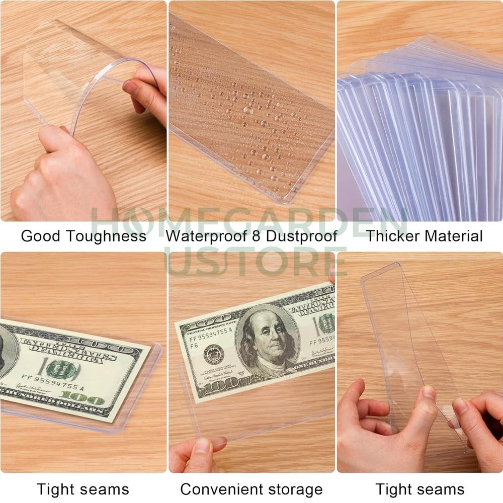 (50) CURRENCY HOLDERS Semi Rigid REGULAR Vinyl Sleeves for Banknotes Dollar Bill
