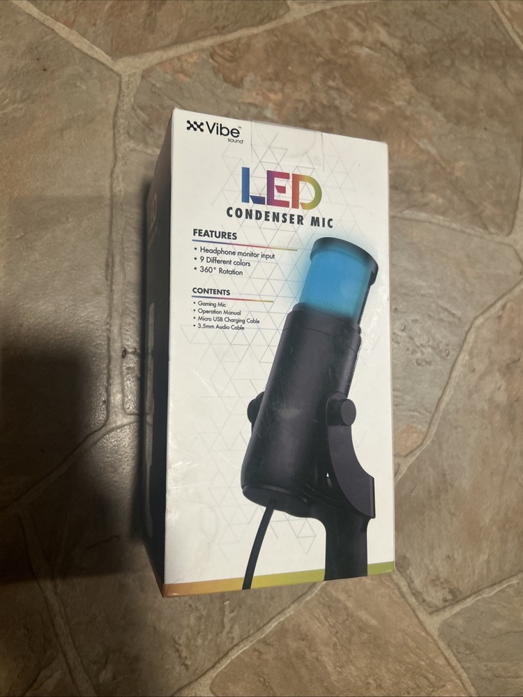 Vibe Sound Gaming Condenser Microphone LED 9 Selectable Color Changing USB I1