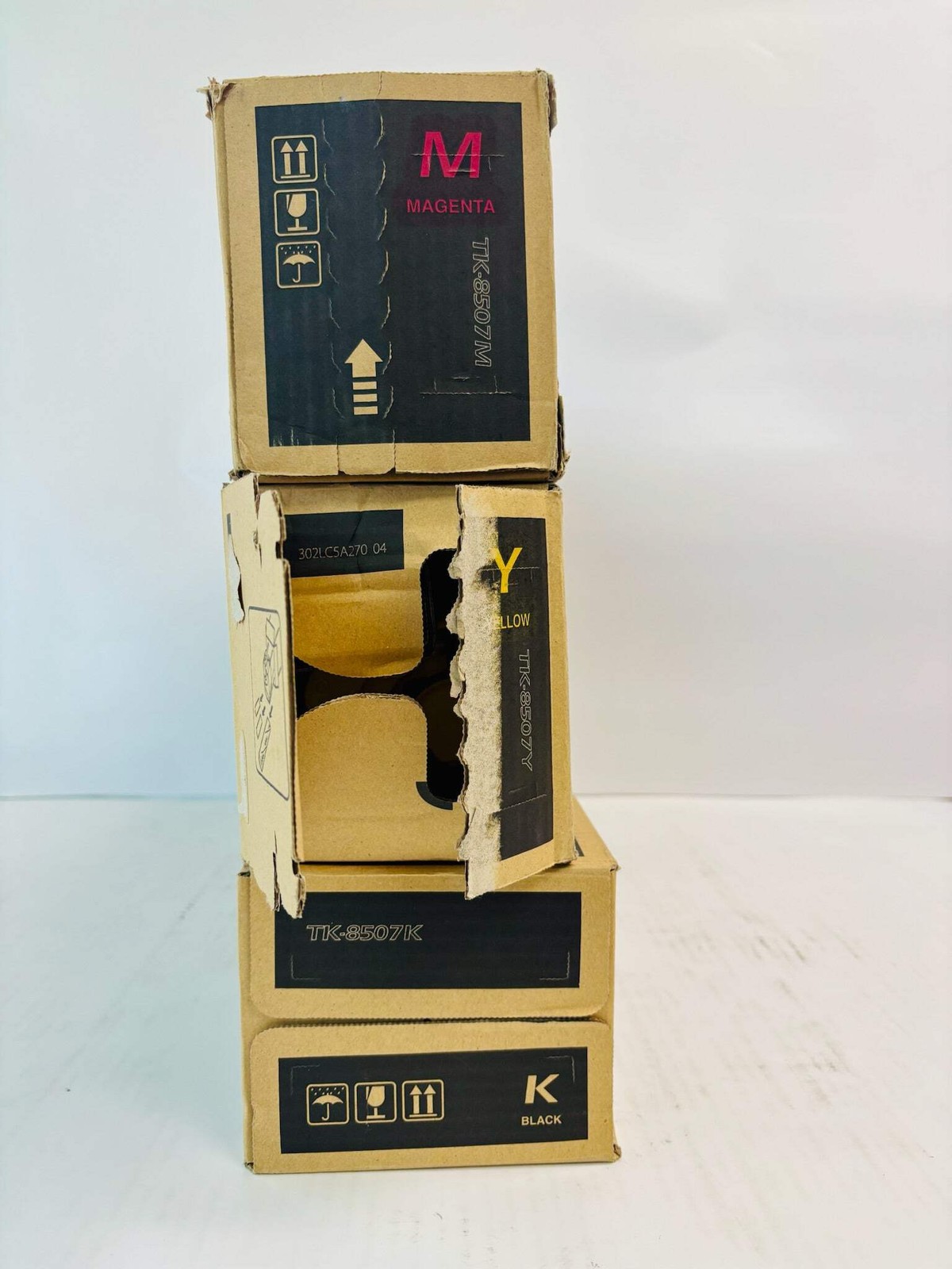 3 Open OEM Kyocera TASKalfa 4550ci, 4551ci Magenta, Yellow & Blk Toner TK-8507 C