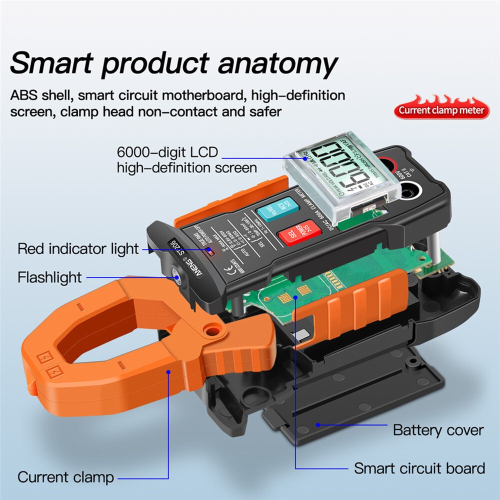 ST206 Digital Clamp Meter Auto Range Electrical Current Tester Measurement Tools