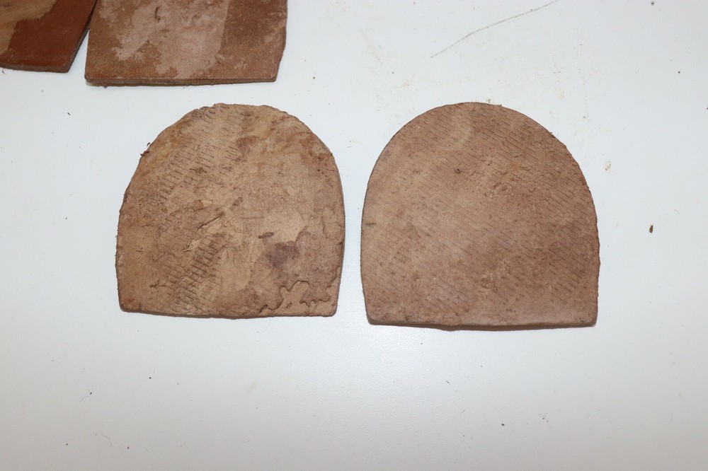 WWII British natural leather boot heel layers pair E8755