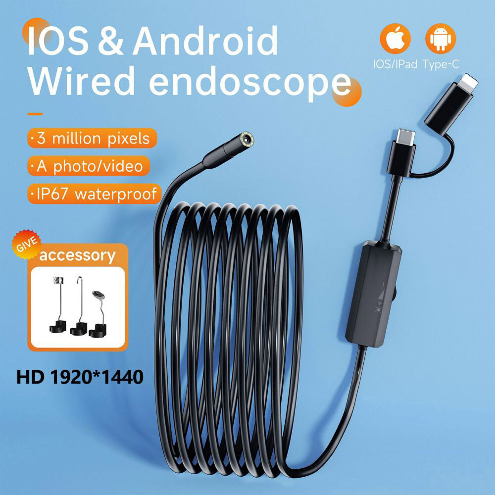 Endoscope Inspection Camera For iPhone 15 Pro Max/iPad/Samsung Borescope Cable