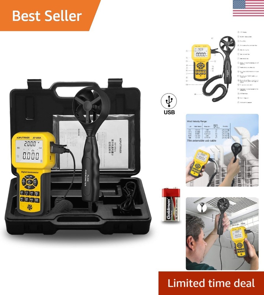 Precision Handheld Anemometer with USB Data Transfer | Wind Speed Meter AP-856A