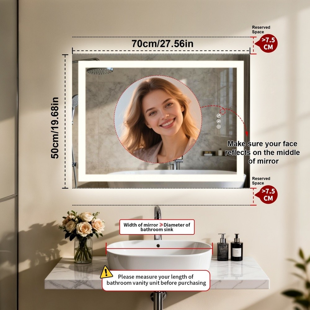 Smart Bluetooth Bathroom Mirror with Double Speakers Backlight Stepless Dimming