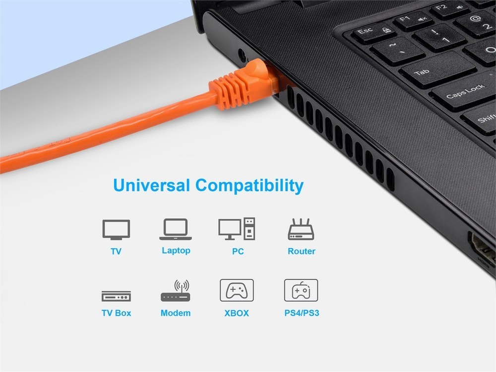 Cat6 Ethernet Patch Cable Network Internet RJ45 Stranded UTP 24AWG 10ft Orange