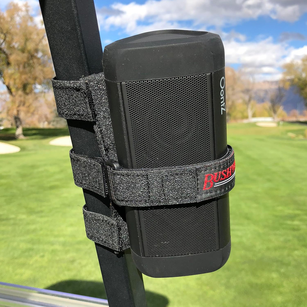 Bushwhacker Portable Mount for Bluetooth Speakers on Golf Cart Railing - Adjusta