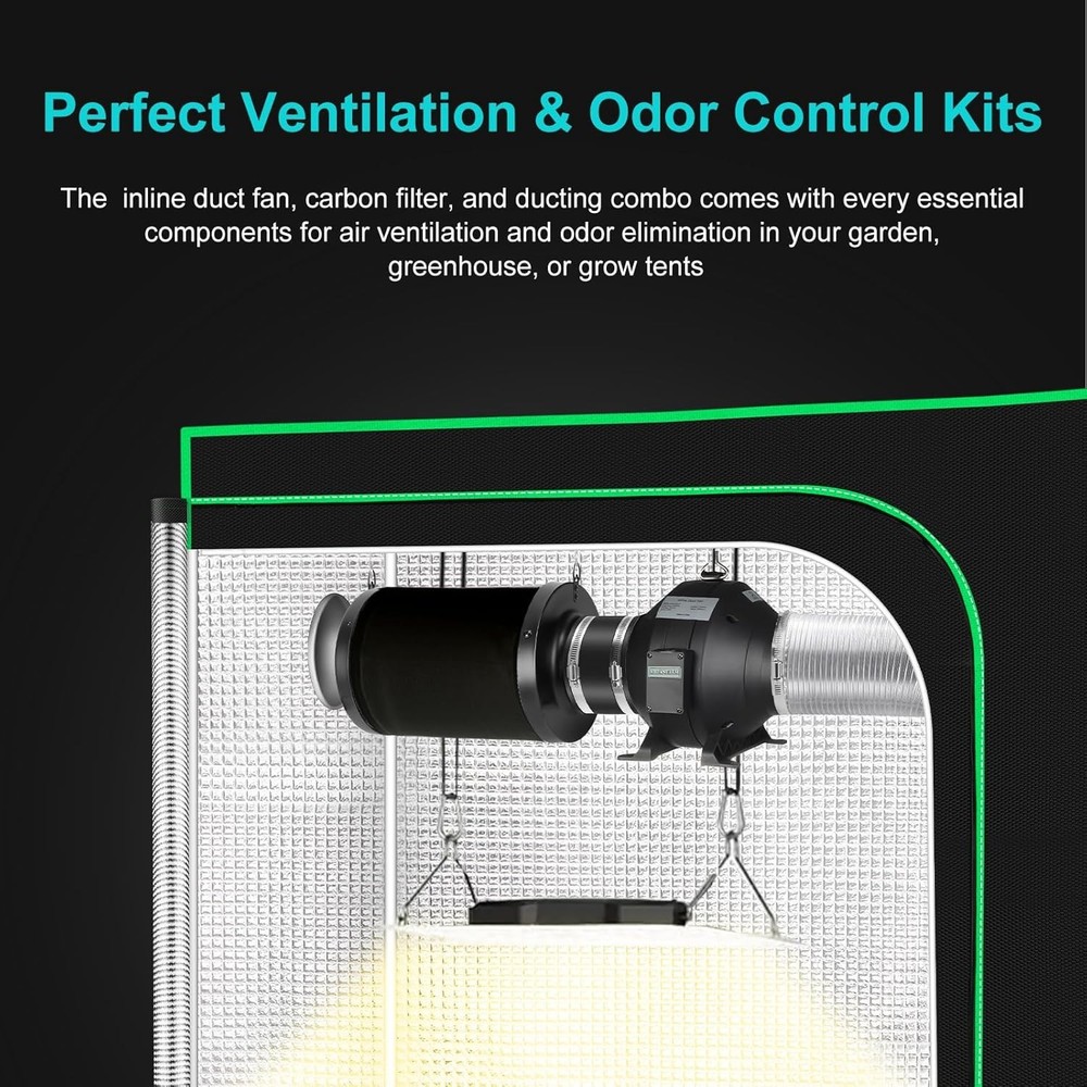 Powerful 4" Inline Duct Fan - 190 CFM, Safe and Durable for Ventilation Needs