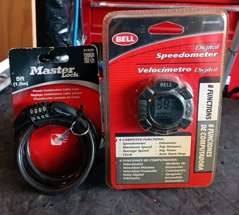 Bell Digital Speedometer & Master 5ft. 4 Digit Bicycle Cable Lock Both New