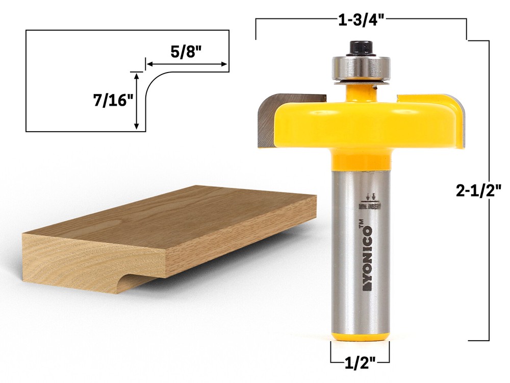Raised Panel Backcutter Router Bit - 1/2" Shank - Yonico 12152