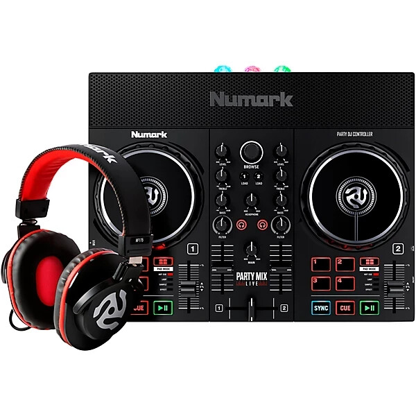 Numark Party Mix Live DJ Controller Bundle With Professional Headphones #R7477