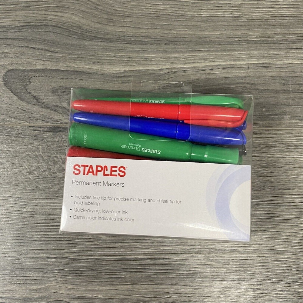 Staples Assorted Color Red Blue Black 16 Pack Permanent Markers 8 Fine 8 Chisel