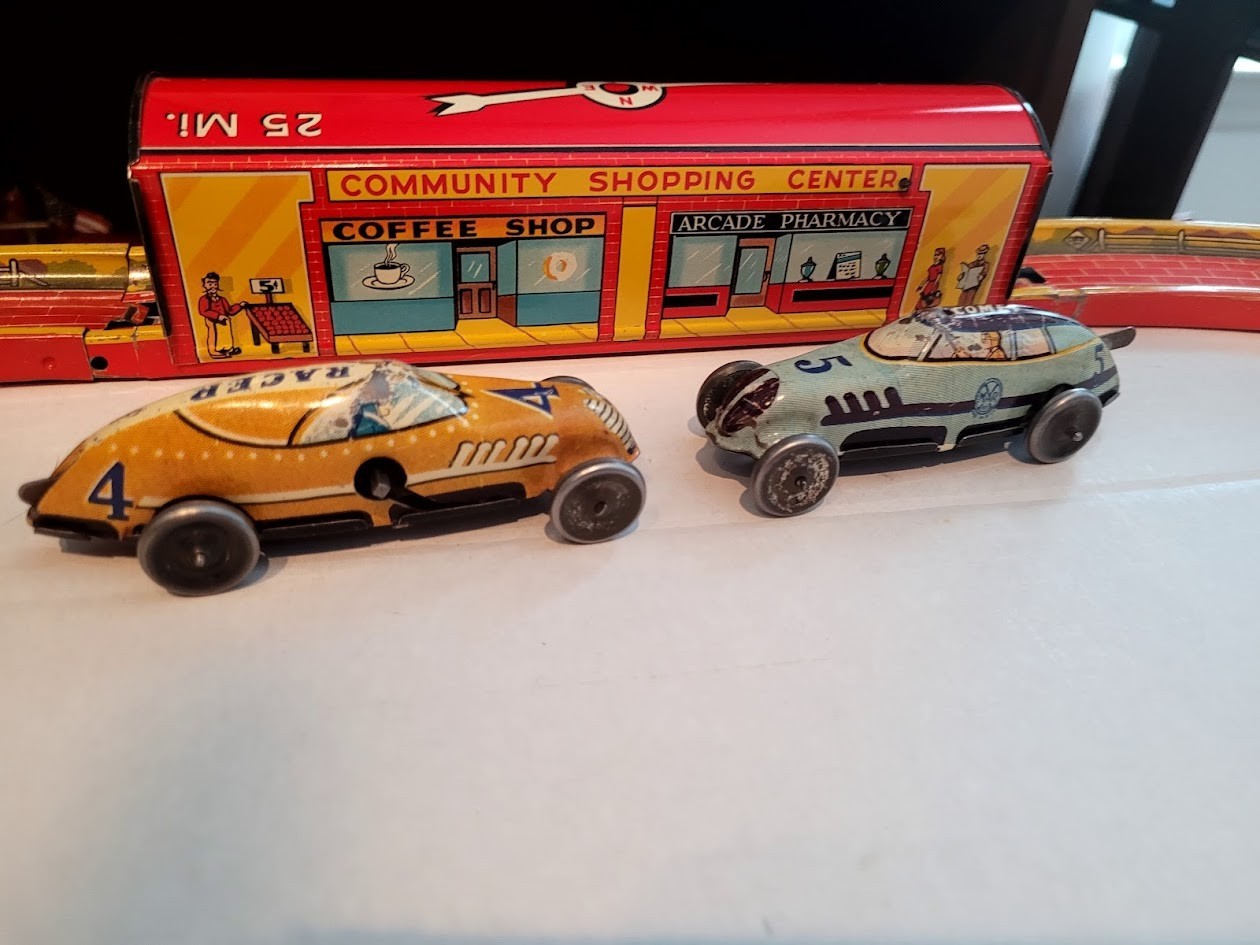 NICE SELDO SEEN Vintage 1930's MARX MYSTERY TUNNEL W/ TWO WIND UP CARS in BOX