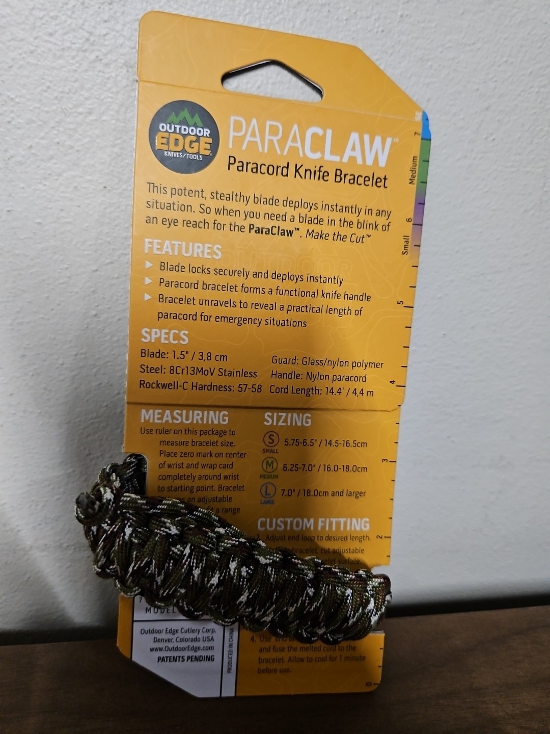 Outdoor Edge ParaClaw Medium Camo Paracord Knife Survival Bracelet Discontinued