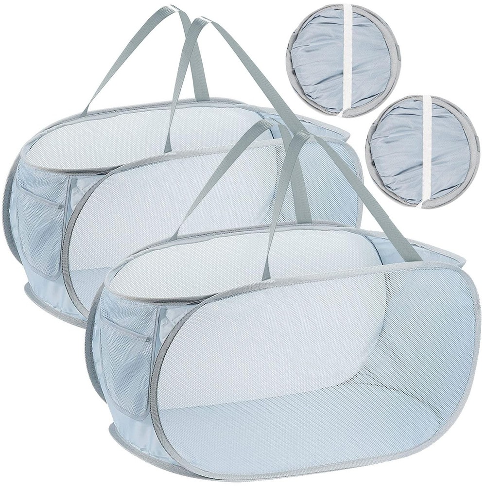 2 PCS Mesh Laundry Hamper,Collapsible Laundry Baskets,75L Large Foldable Dirt...