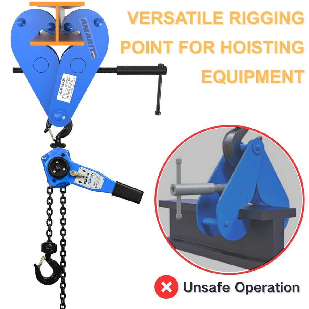 Vertical Beam Clamp 4400lbs (2 Ton) Working Load Limit
