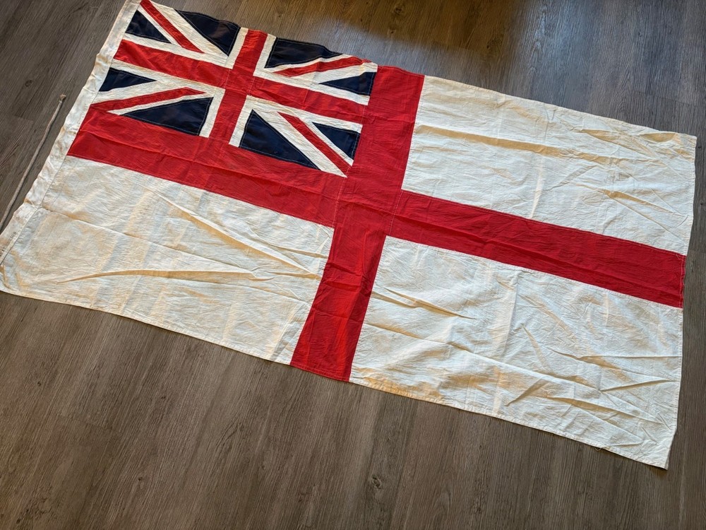 WWII BRITISH NAVAL ENSIGN FLAG SEWN EXAMPLE.