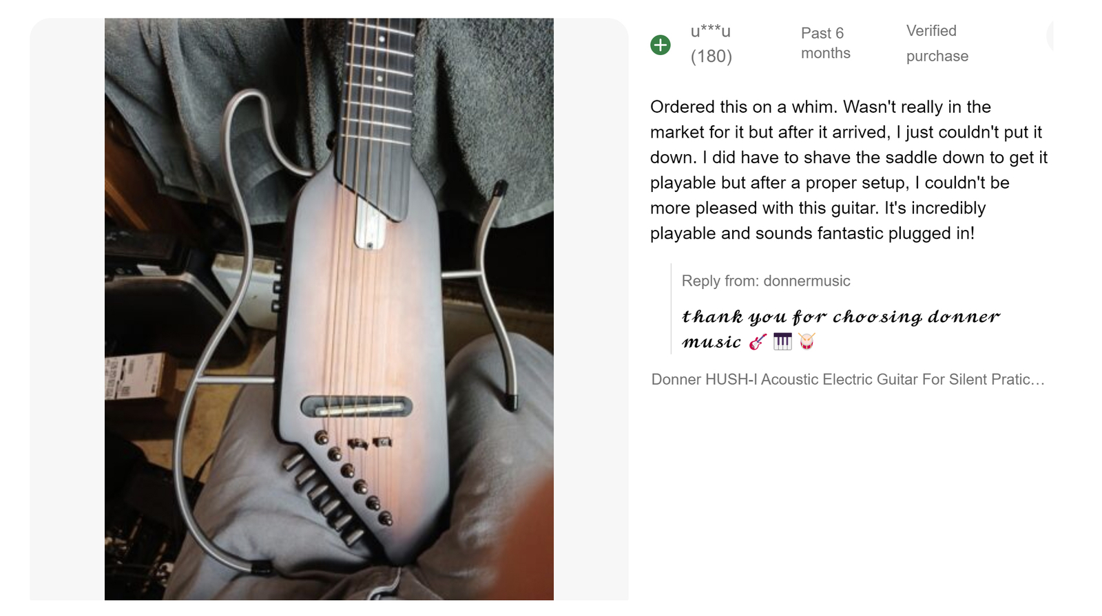 Donner HUSH™ I Acoustic Electric Travel Guitar For Silent Pratice With Headphone