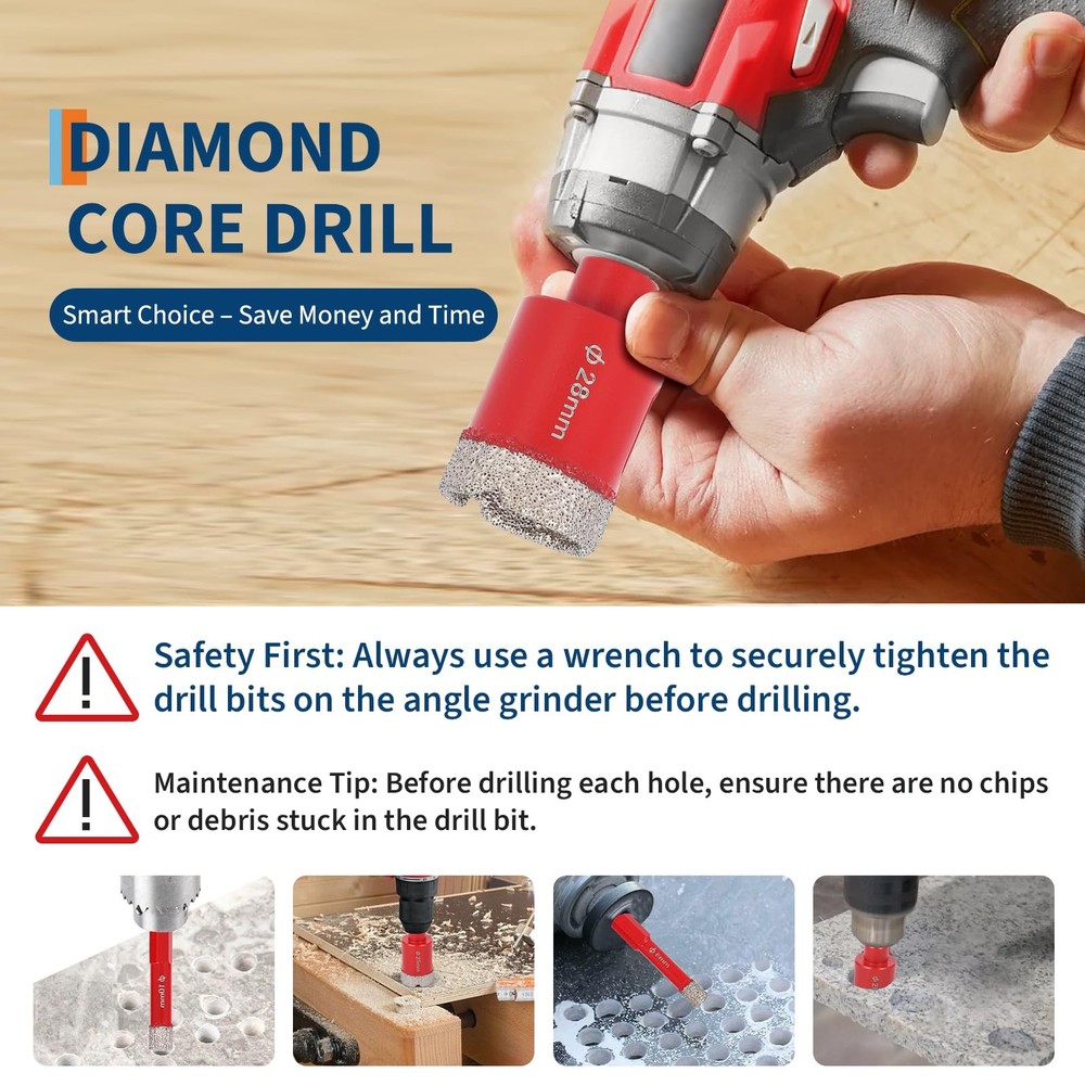 Diamond Hole Saw Kit with Chamfer Drill Bit – Evacuate Brazed Core Drill Bits