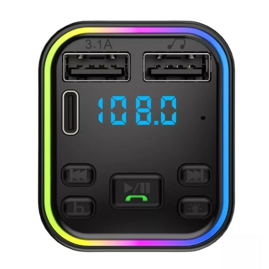 Wireless 5.0 Bluetooth FM Transmitter MP3 / USB / TYPE - C / PD Charger Adapter