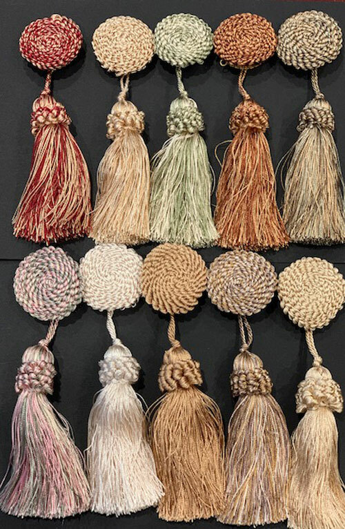 LOT OF 10 ASSORTED BUTTON KEY TASSELS