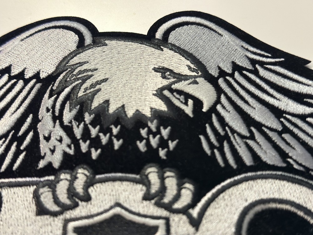 Harley Davidson Owners Group HOG Large Silver Eagle Patch 10 3/4" X 6"