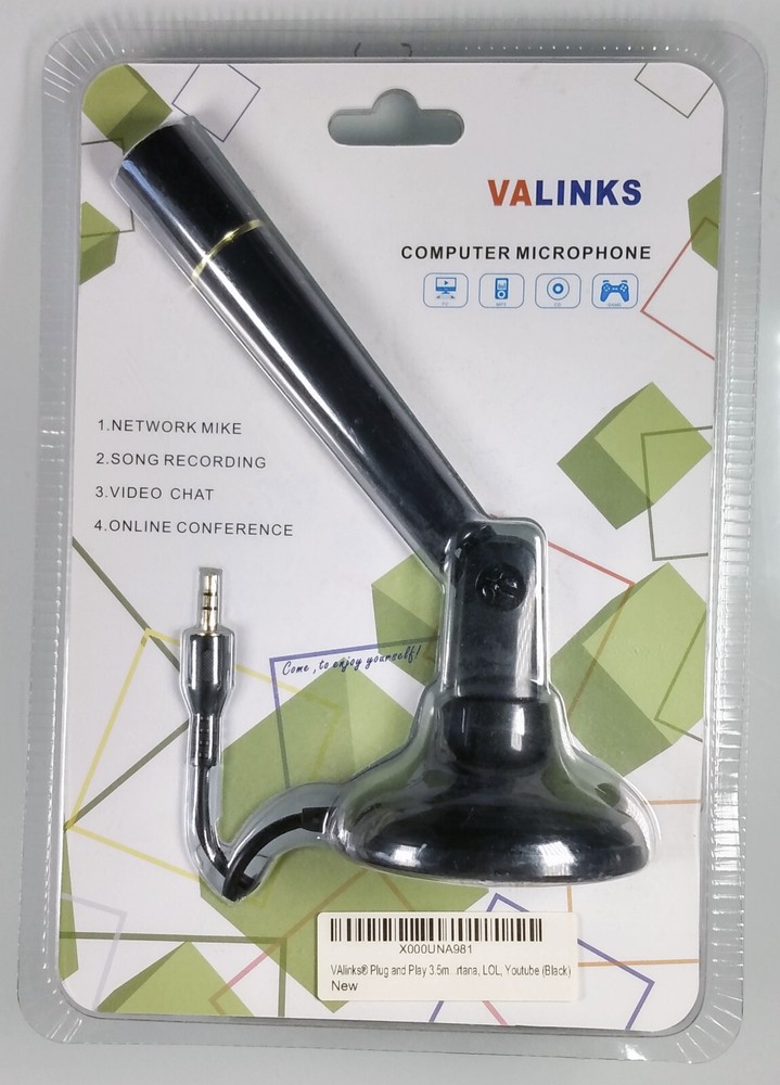 VAlinks Computer Microphone New in packaging 3.5mm plug Invons TMK-G22 mic mike
