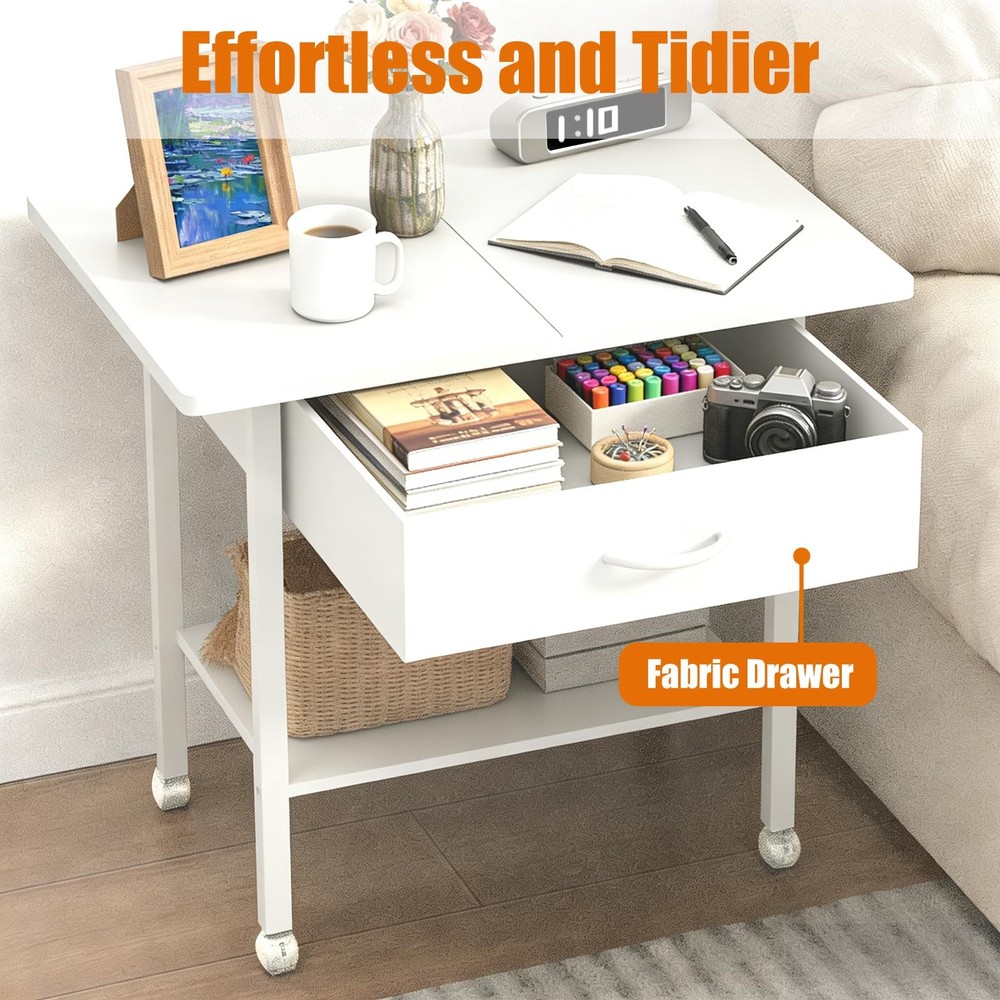 22" x 15" Under Desk Rolling Printer Stand, 2-Tier Industrial Mobile Printer ...
