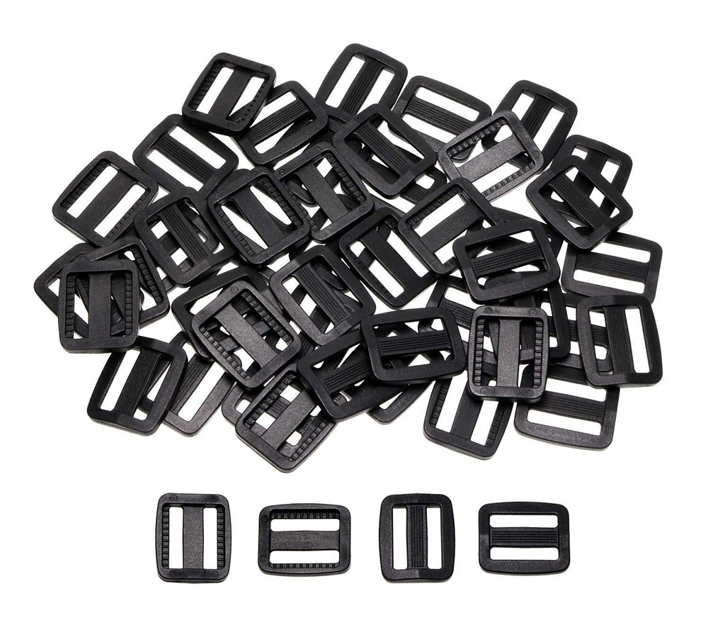 3/4 Inch/ 20mm Inner Length Plastic Tri-glide Slides Button Bulk Adjustable W...