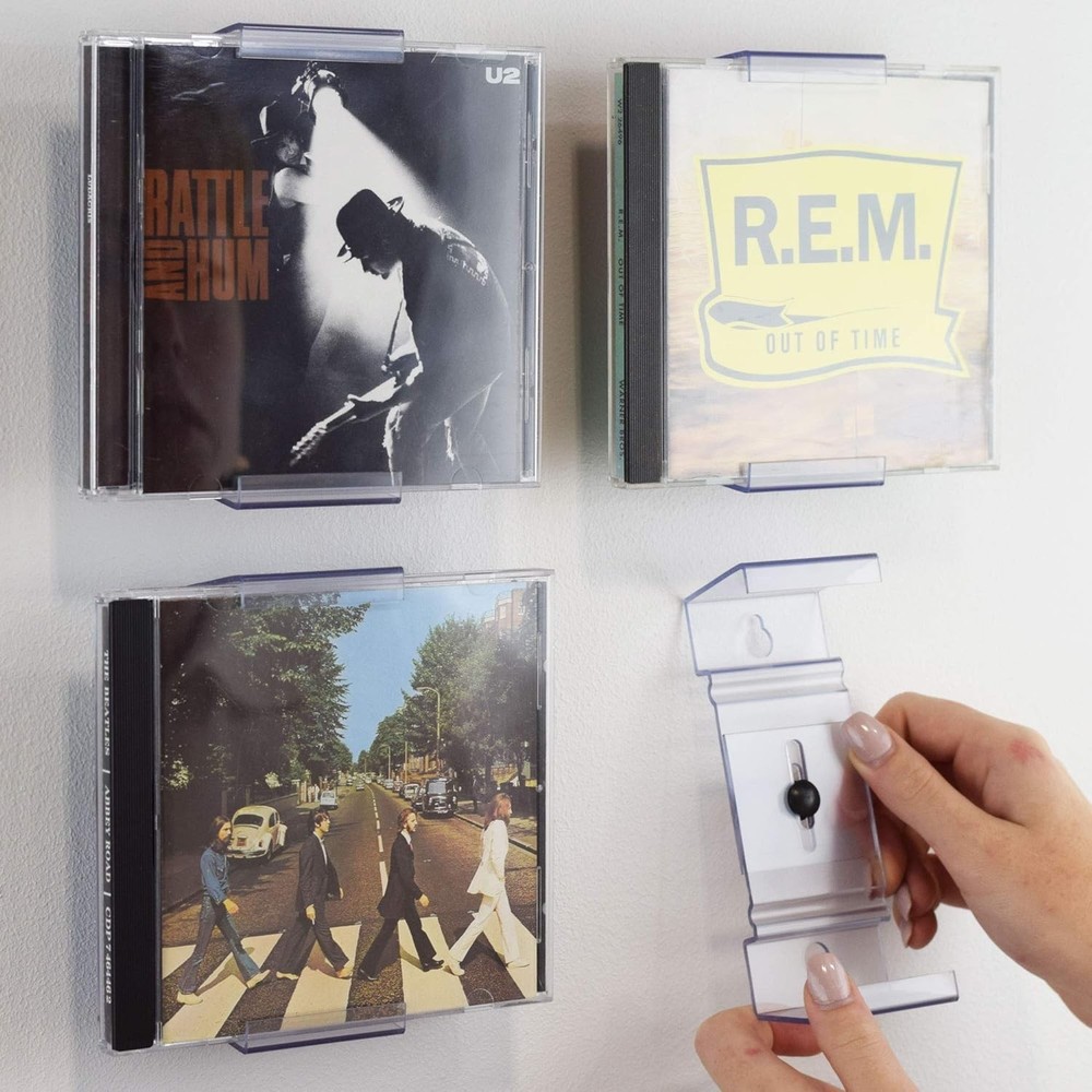 3-Pack Invisible CD Mounts: Adjustable Clear Display for Stylish Home Decor
