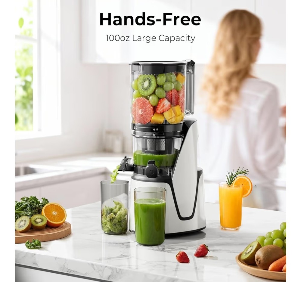 Slow Masticating Juicer Cold Press Fruit Vegetable Extractor Machine 6.5"Chute