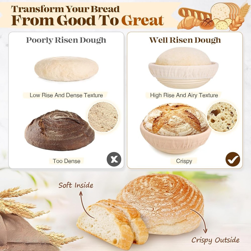 Sourdough Starter Kit with Proofing Baskets Bread Making Supplies Baking Tools