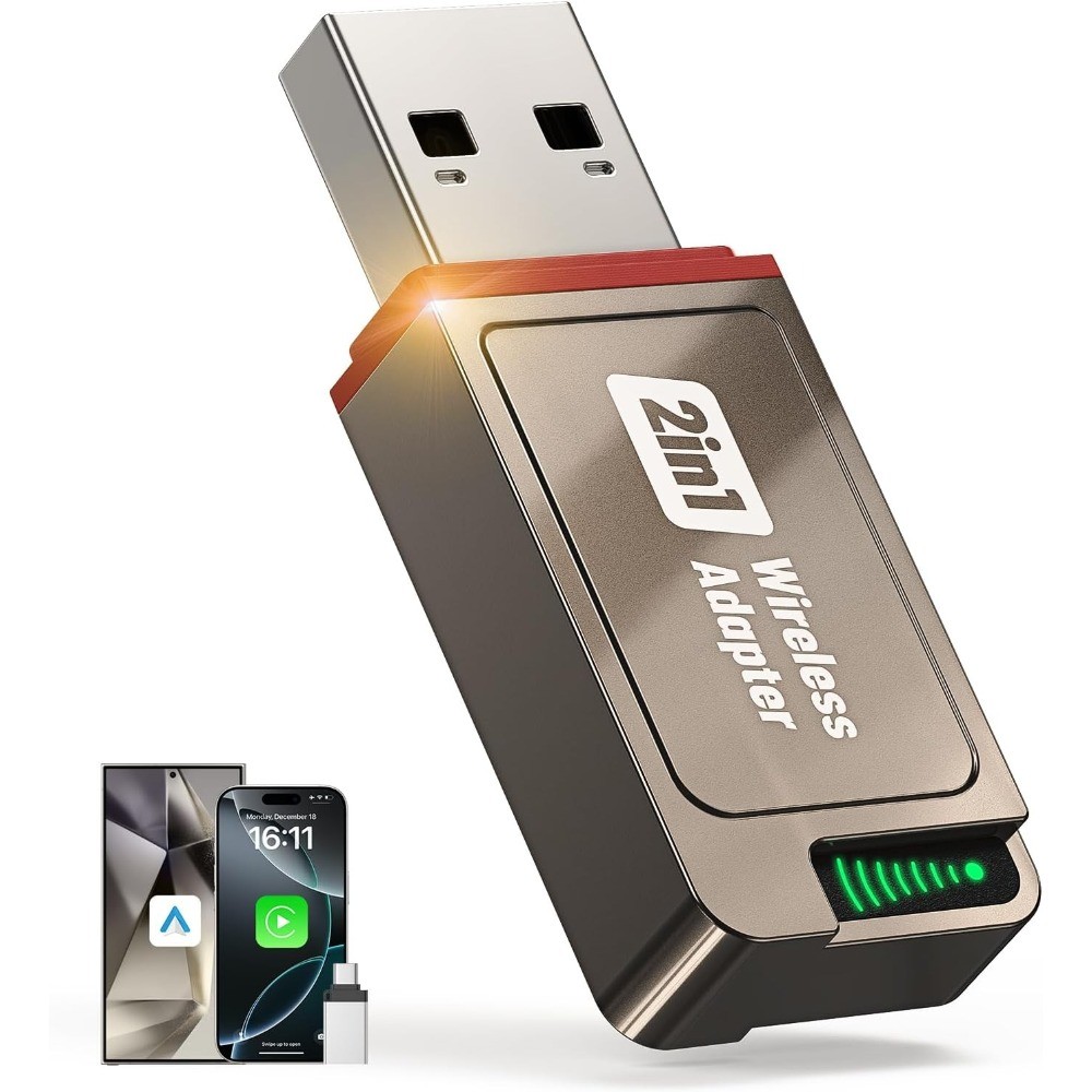 USB Wireless CarPlay Adapter For iPhone Apple Wireless Dongle Plug ＆ Play 2Pack