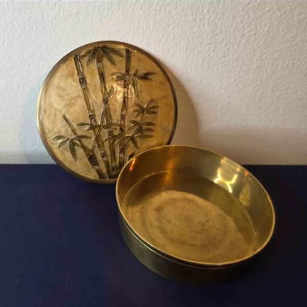 Heritage Collection Solid Brass & Enamel Powder Box with Lid