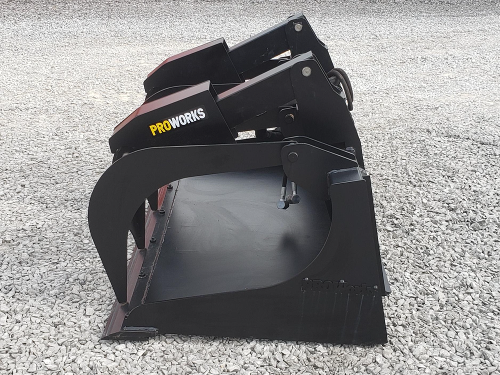 66″ Severe Duty Solid Bottom Bucket Grapple with Bolt on Edge Fits Skid Steer QA