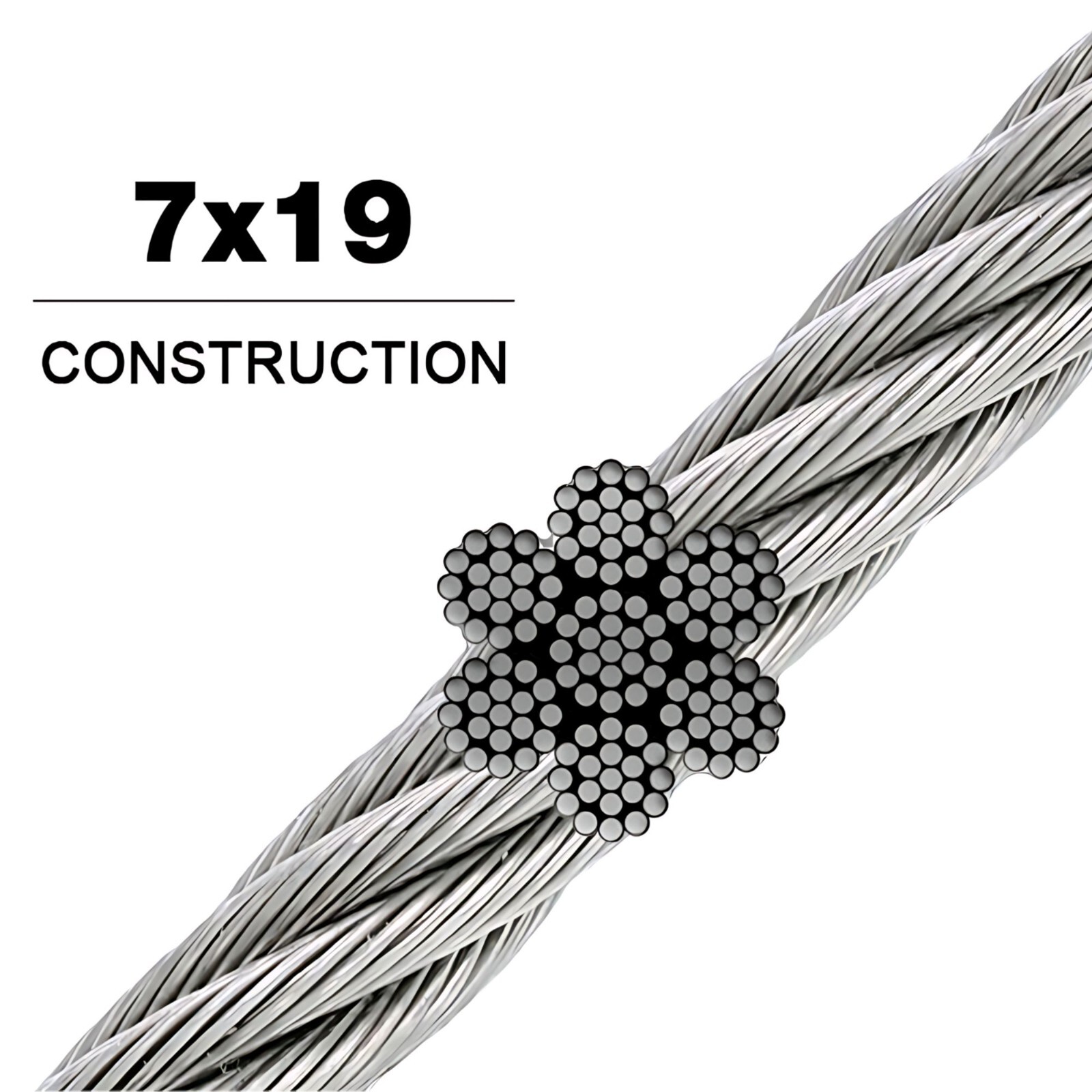 304 Stainless Steel Cable Wire Rope 1/4" 7x19 for DIY Decking Railing System