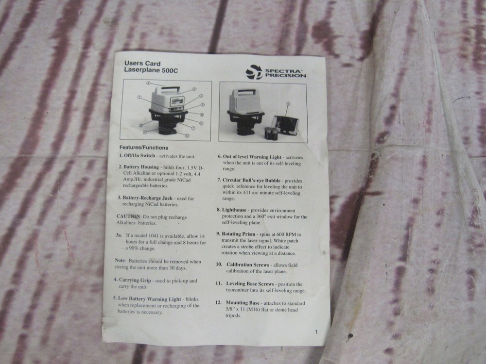 Spectra L500C Self-Leveling Precision Laser with Receiver