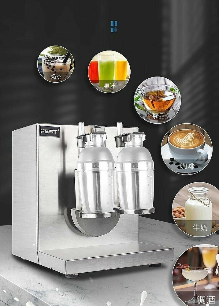 Double-head milk tea mixer with pearl milk tea timing function