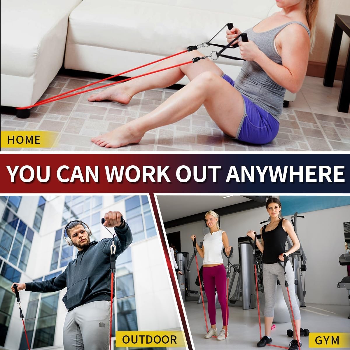 Resistance Bands, Exercise Bands，Resistance Bands for Working Out, Work Out B...