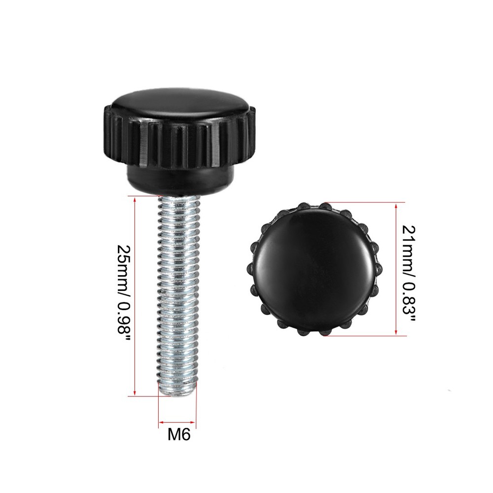 M6 x 25mm Male Thread Knurled Locking Knobs 4pcs