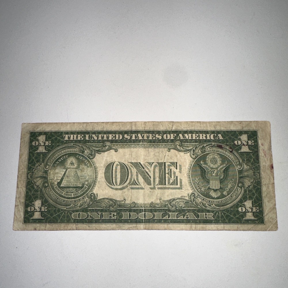 Unique $1 Dollar 1935D Error Fold Print Blue Seal, Silver Certificate U.S. $1
