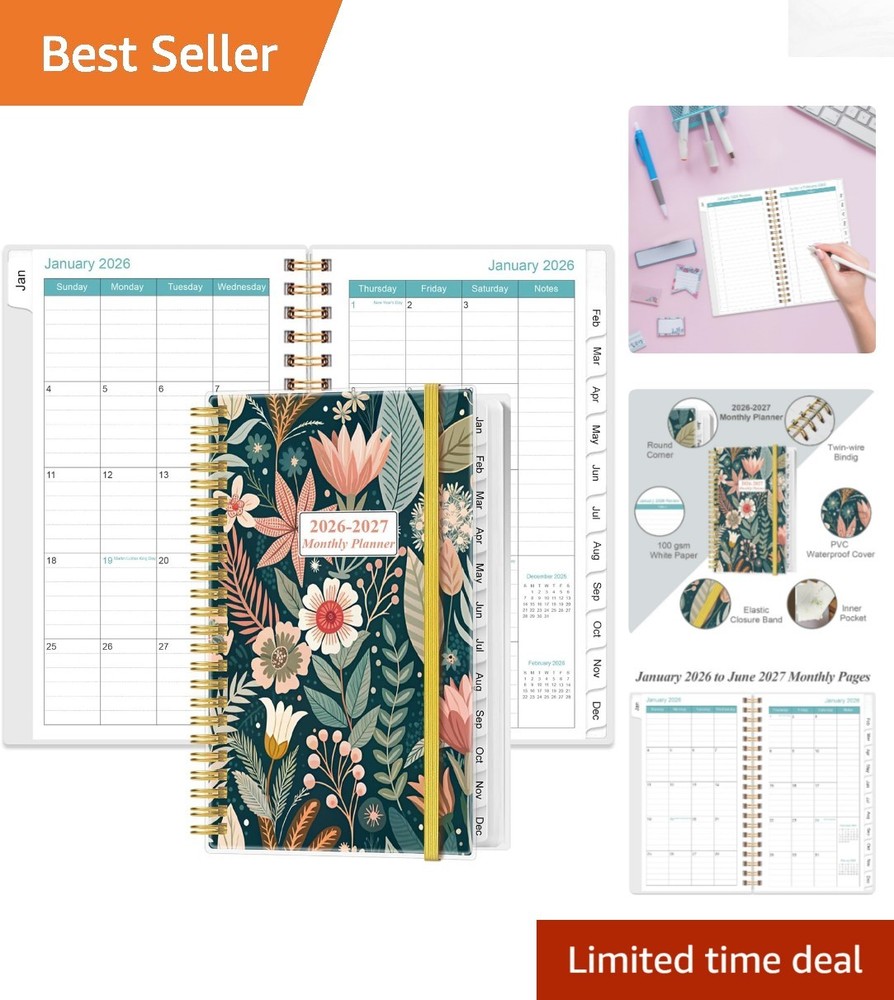 Stylish 18- Calendar (2026-2027) with Comprehensive Organization Features