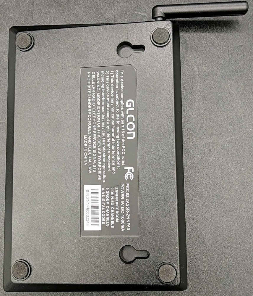 GLCON ZNNF60 Full-Duplex Wireless Intercom 9 Channels A/B Black Long-Range