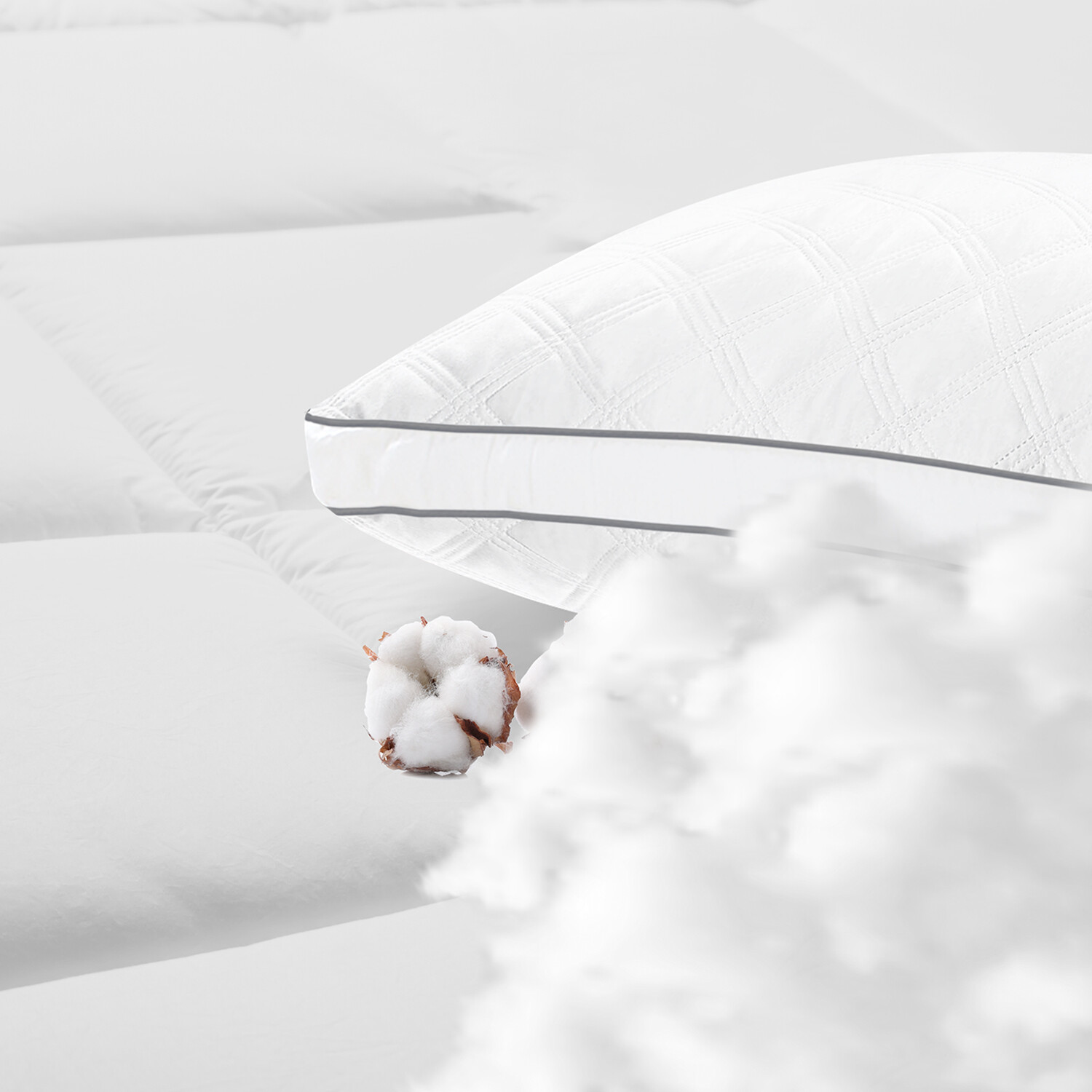 Pack of 2 Bed Pillows Quilted Hotel Quality Down Alternative Gusseted Pillow