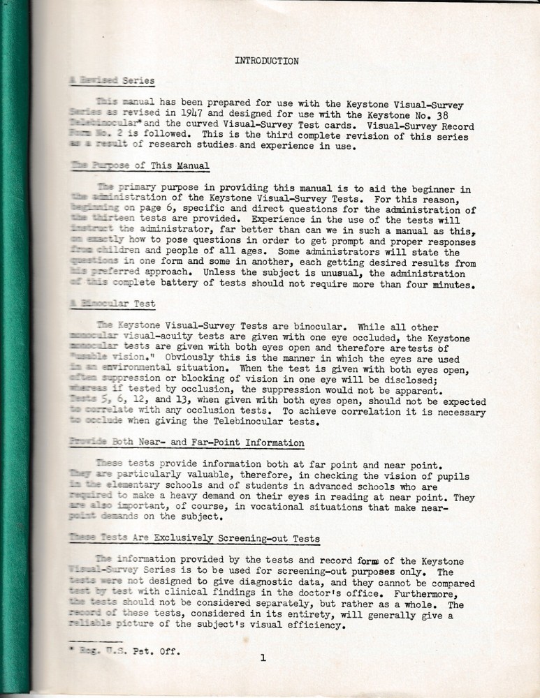 1930's Keystone Telebinocular Test with Case - Version 38