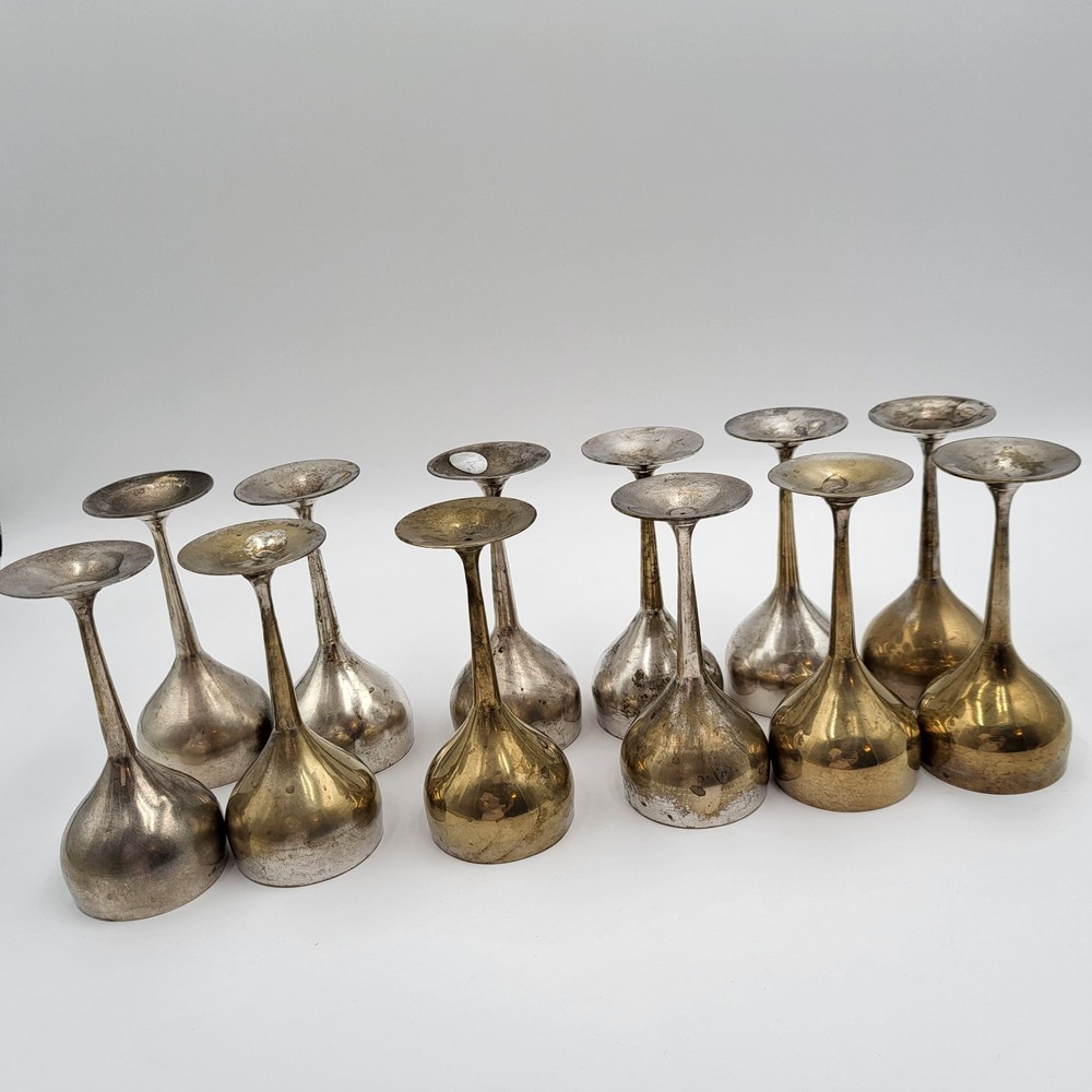 Vintage 12 Pieces Leonard Silver EPNS Silverplated Wine Goblets 4 3/4" Tall