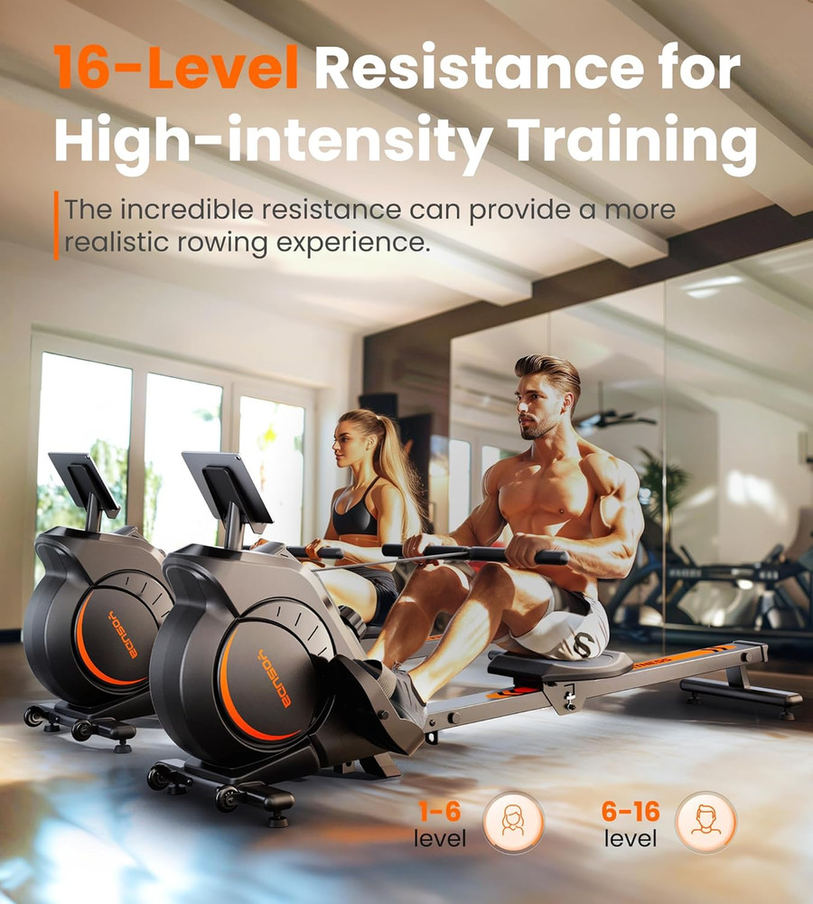 Magnetic Rowing Machine for Home - Rower Machine Use with Bluetooth, App Support